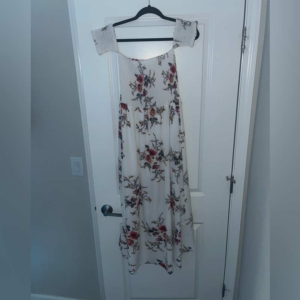 Floral off the shoulder high high low dress